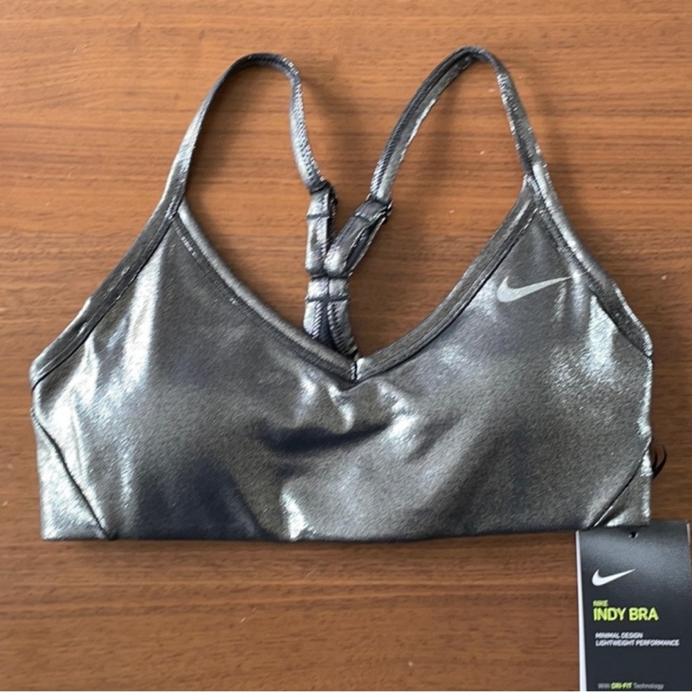 Nike Indy Icon Clash Gray Metallic Sports Bra XS